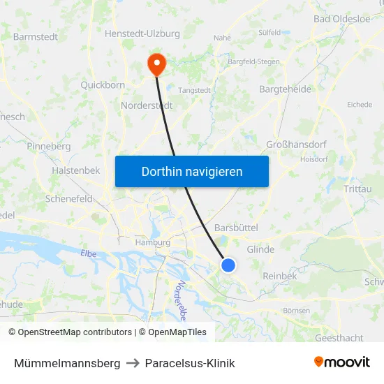 Mümmelmannsberg to Paracelsus-Klinik map