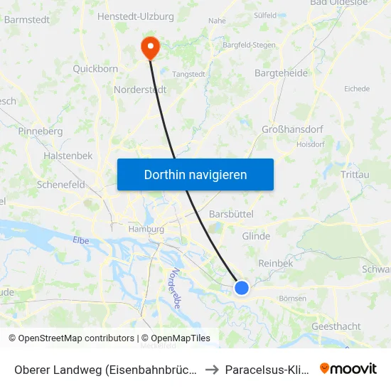 Oberer Landweg (Eisenbahnbrücke) to Paracelsus-Klinik map