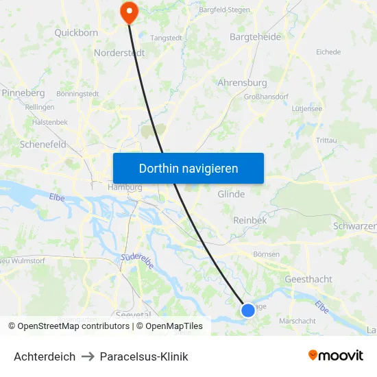 Achterdeich to Paracelsus-Klinik map