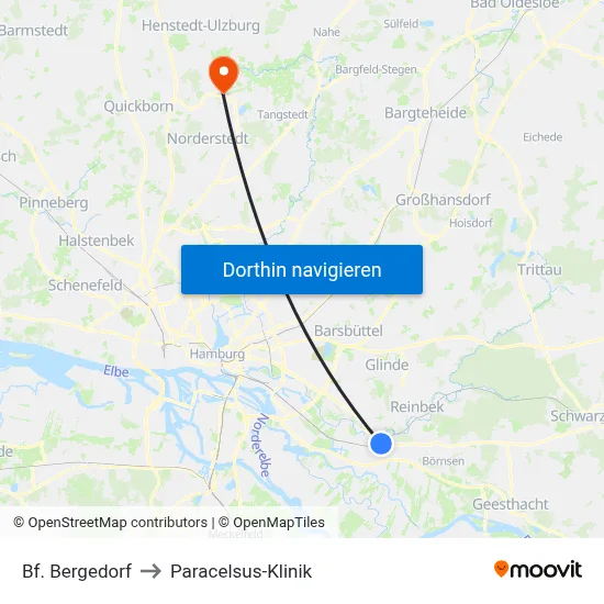 Bf. Bergedorf to Paracelsus-Klinik map