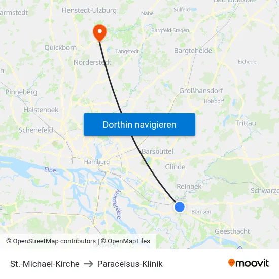 St.-Michael-Kirche to Paracelsus-Klinik map