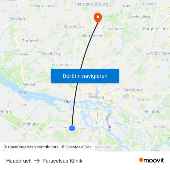 Hausbruch to Paracelsus-Klinik map