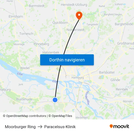 Moorburger Ring to Paracelsus-Klinik map
