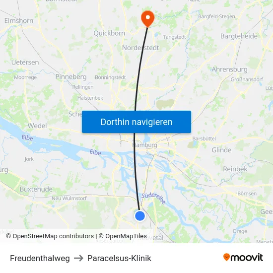 Freudenthalweg to Paracelsus-Klinik map