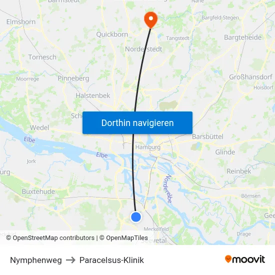 Nymphenweg to Paracelsus-Klinik map