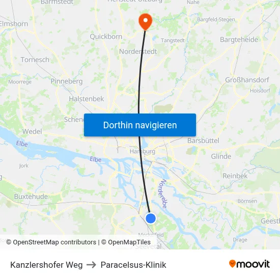 Kanzlershofer Weg to Paracelsus-Klinik map