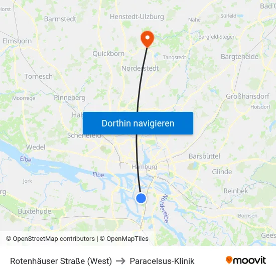 Rotenhäuser Straße (West) to Paracelsus-Klinik map