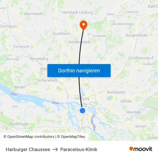 Harburger Chaussee to Paracelsus-Klinik map