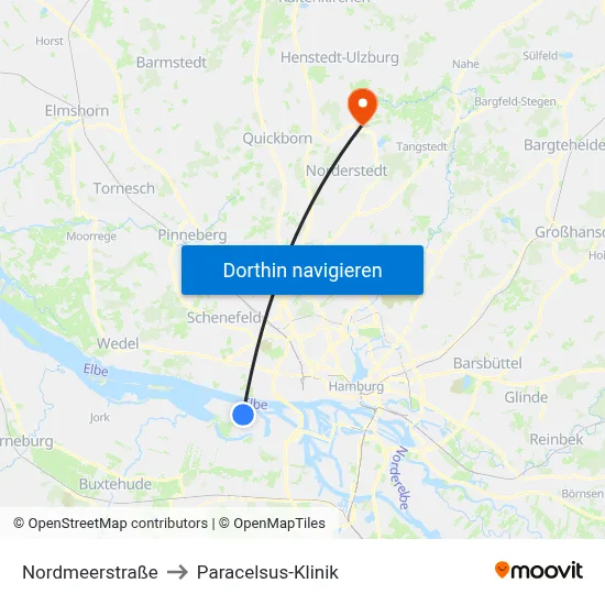 Nordmeerstraße to Paracelsus-Klinik map