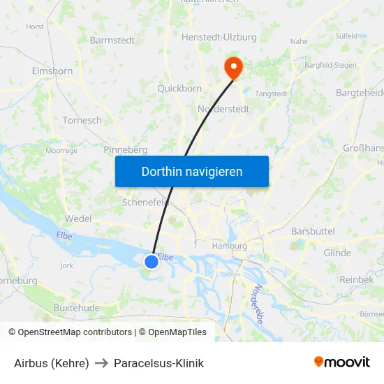 Airbus (Kehre) to Paracelsus-Klinik map