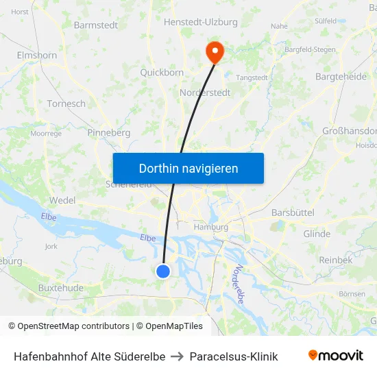 Hafenbahnhof Alte Süderelbe to Paracelsus-Klinik map