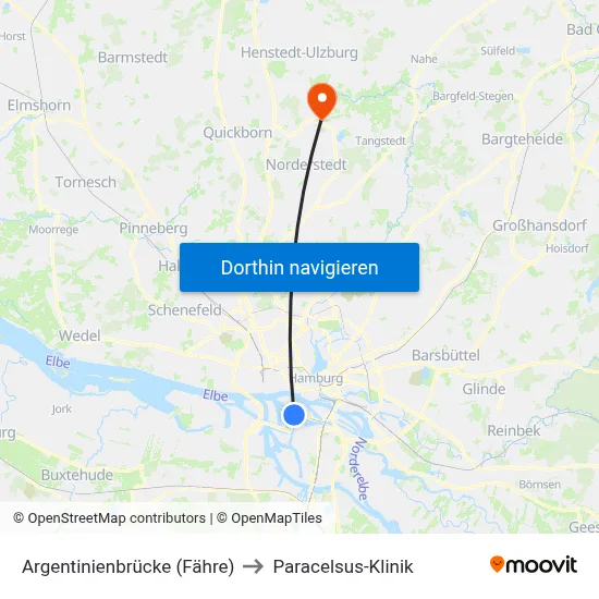Argentinienbrücke (Fähre) to Paracelsus-Klinik map