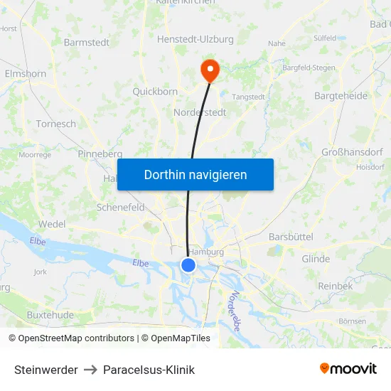 Steinwerder to Paracelsus-Klinik map