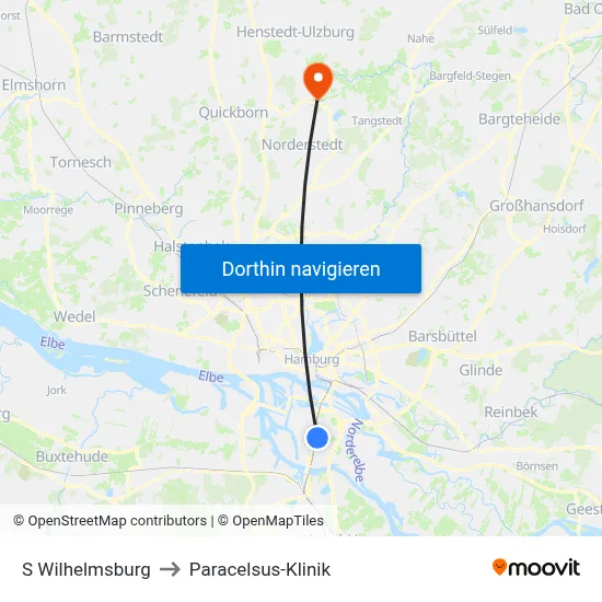 S Wilhelmsburg to Paracelsus-Klinik map