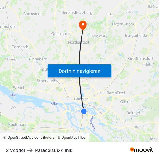 S Veddel to Paracelsus-Klinik map