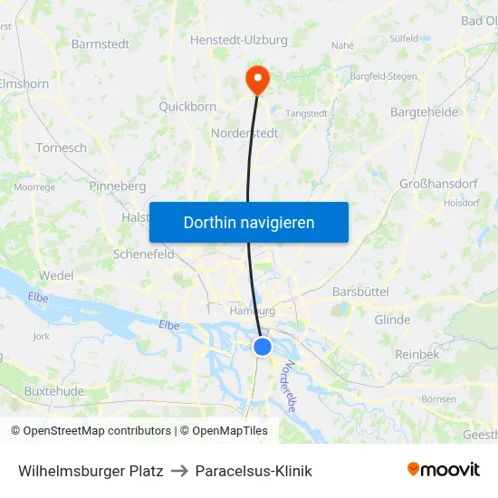 Wilhelmsburger Platz to Paracelsus-Klinik map