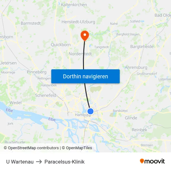 U Wartenau to Paracelsus-Klinik map