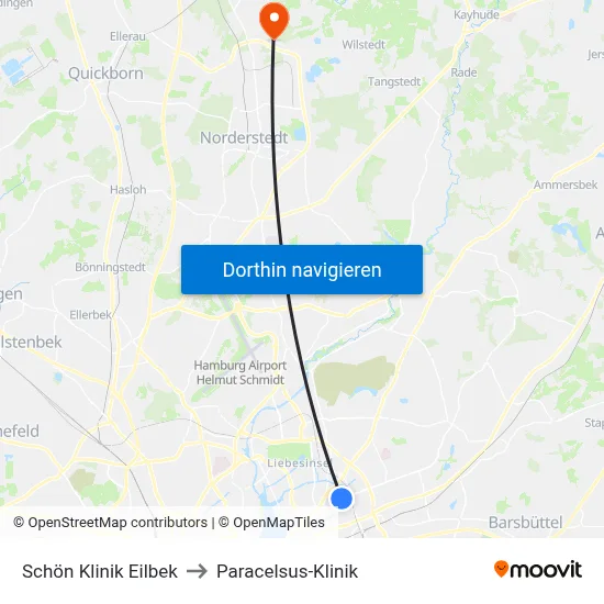 Schön Klinik Eilbek to Paracelsus-Klinik map