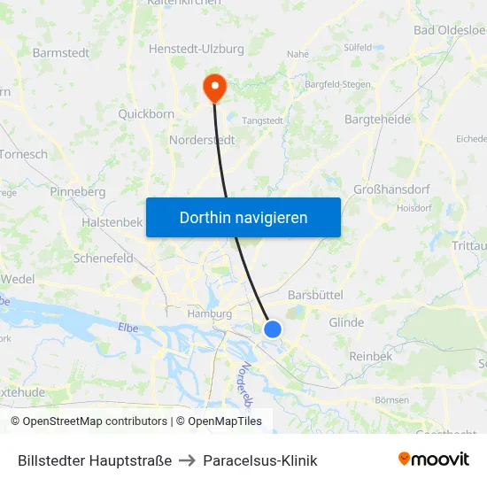 Billstedter Hauptstraße to Paracelsus-Klinik map