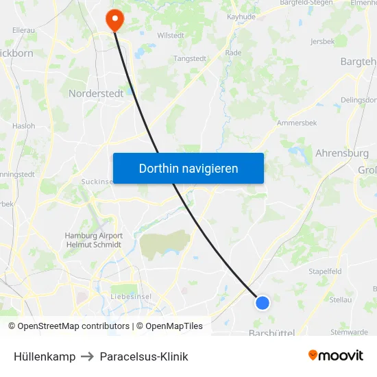 Hüllenkamp to Paracelsus-Klinik map
