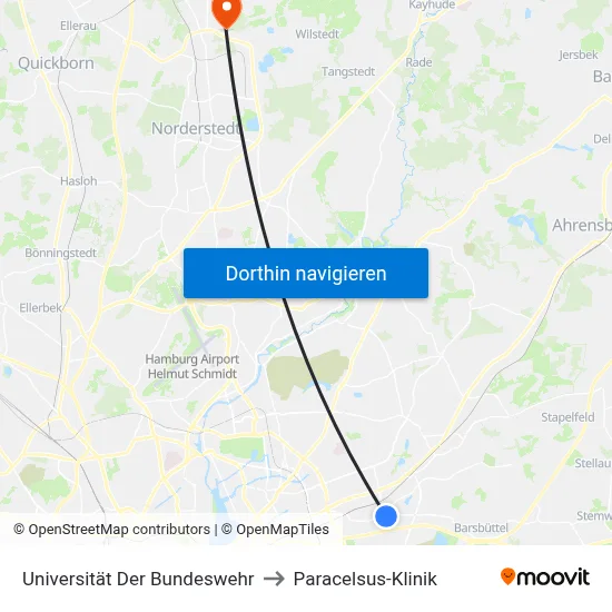 Universität Der Bundeswehr to Paracelsus-Klinik map