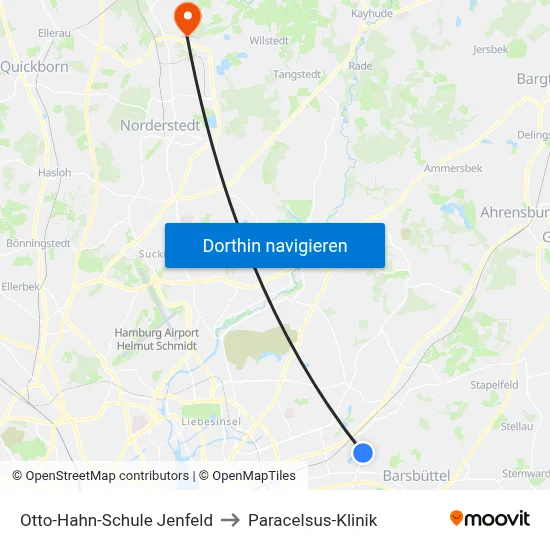 Otto-Hahn-Schule Jenfeld to Paracelsus-Klinik map