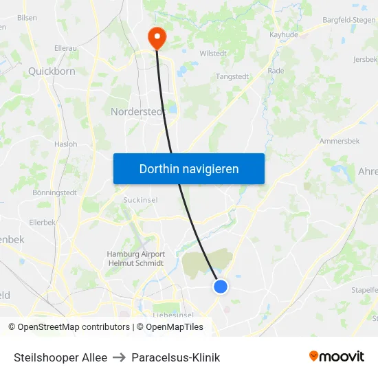 Steilshooper Allee to Paracelsus-Klinik map