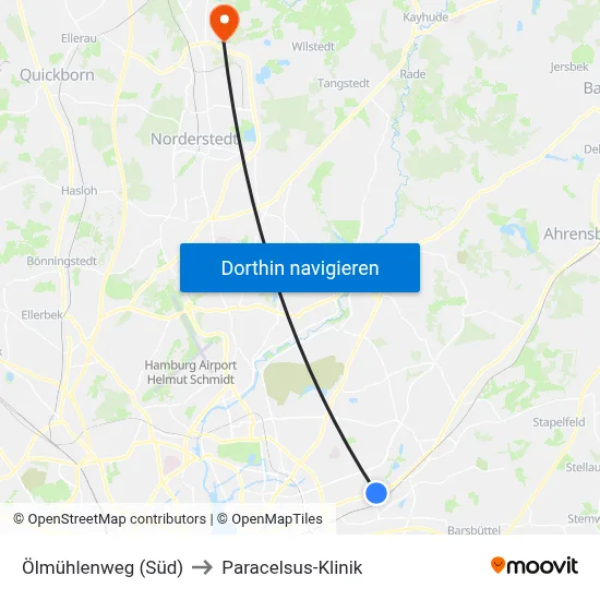 Ölmühlenweg (Süd) to Paracelsus-Klinik map