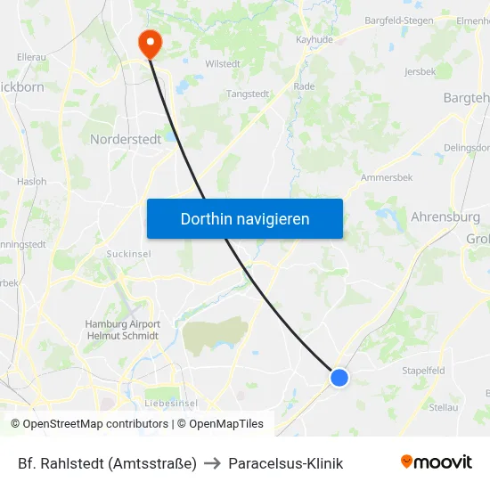 Bf. Rahlstedt (Amtsstraße) to Paracelsus-Klinik map