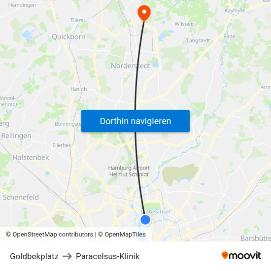 Goldbekplatz to Paracelsus-Klinik map