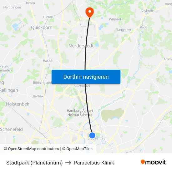Stadtpark (Planetarium) to Paracelsus-Klinik map