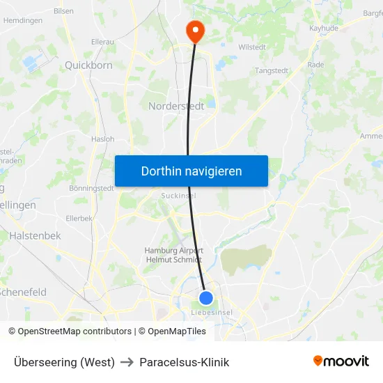 Überseering (West) to Paracelsus-Klinik map