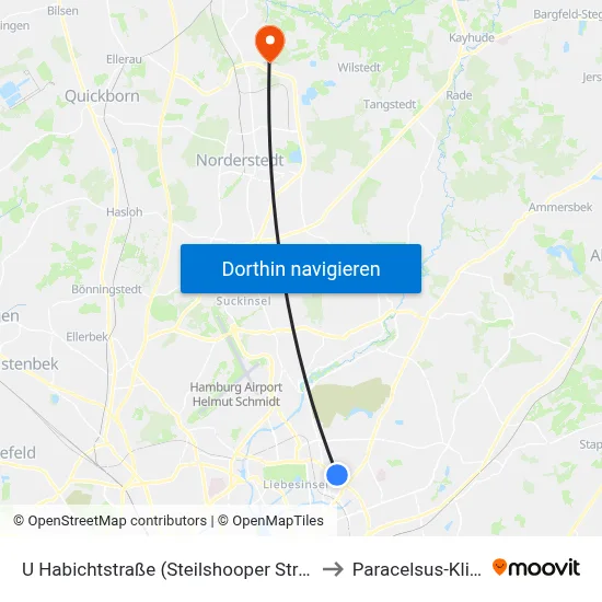 U Habichtstraße (Steilshooper Straße) to Paracelsus-Klinik map