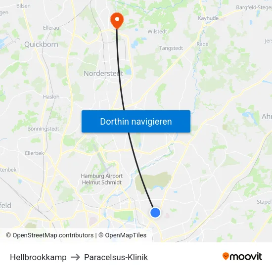 Hellbrookkamp to Paracelsus-Klinik map