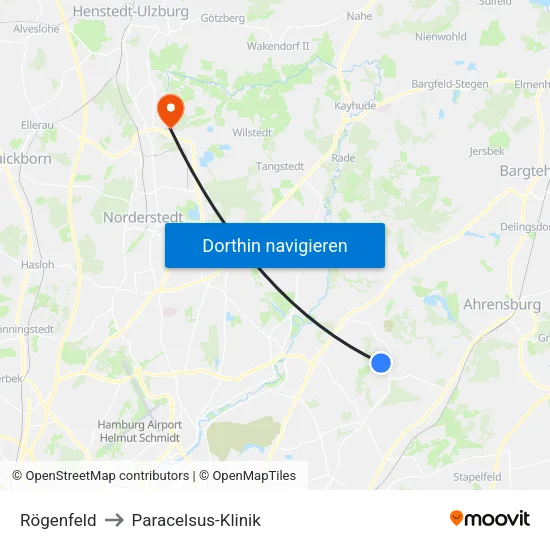 Rögenfeld to Paracelsus-Klinik map