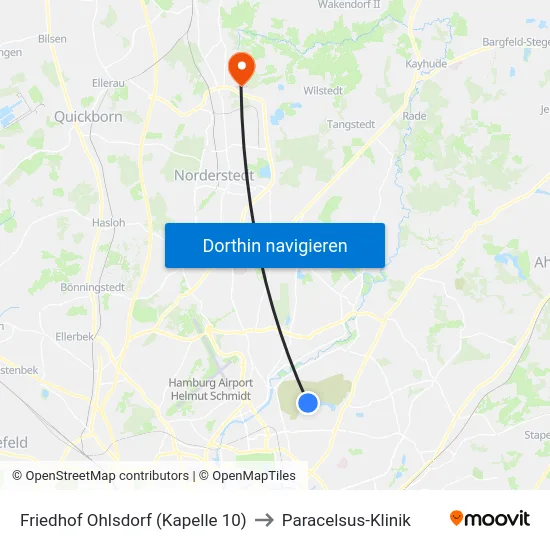 Friedhof Ohlsdorf (Kapelle 10) to Paracelsus-Klinik map