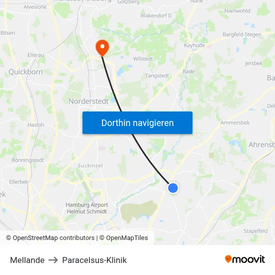 Mellande to Paracelsus-Klinik map