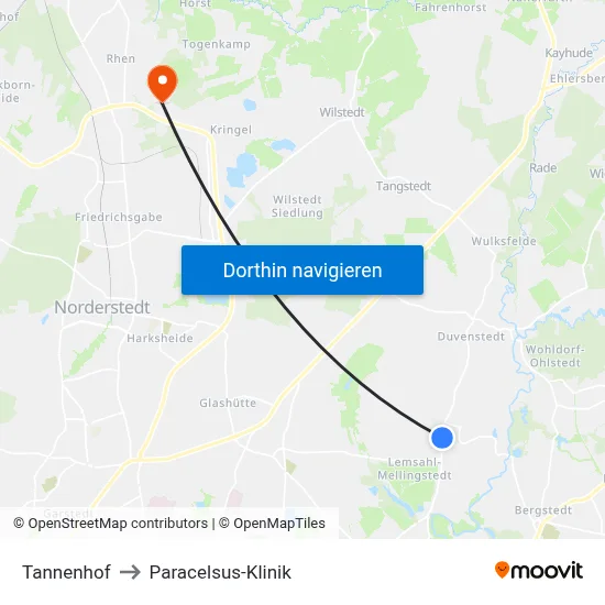 Tannenhof to Paracelsus-Klinik map