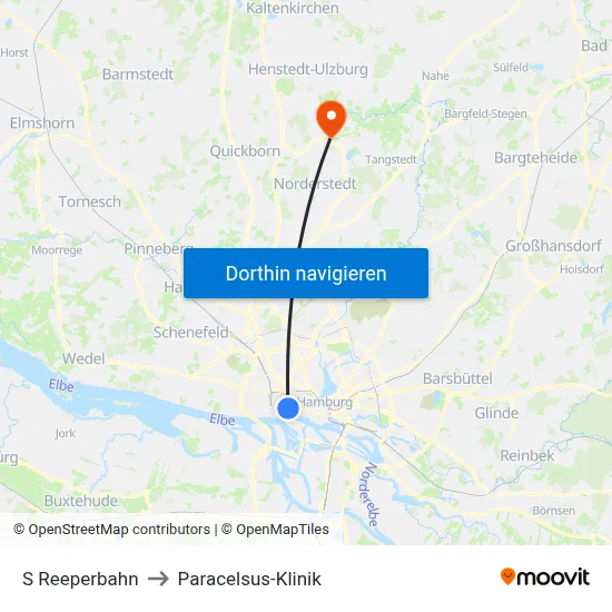 S Reeperbahn to Paracelsus-Klinik map