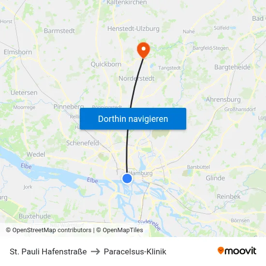 St. Pauli Hafenstraße to Paracelsus-Klinik map