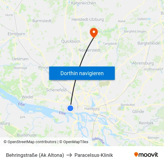 Behringstraße (Ak Altona) to Paracelsus-Klinik map