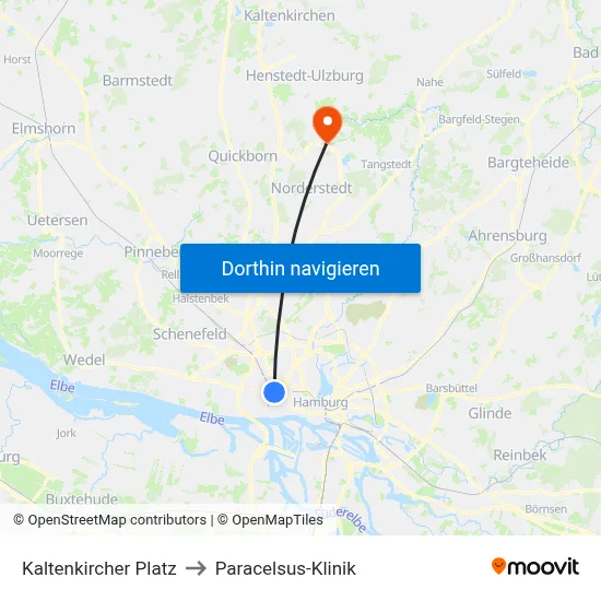 Kaltenkircher Platz to Paracelsus-Klinik map