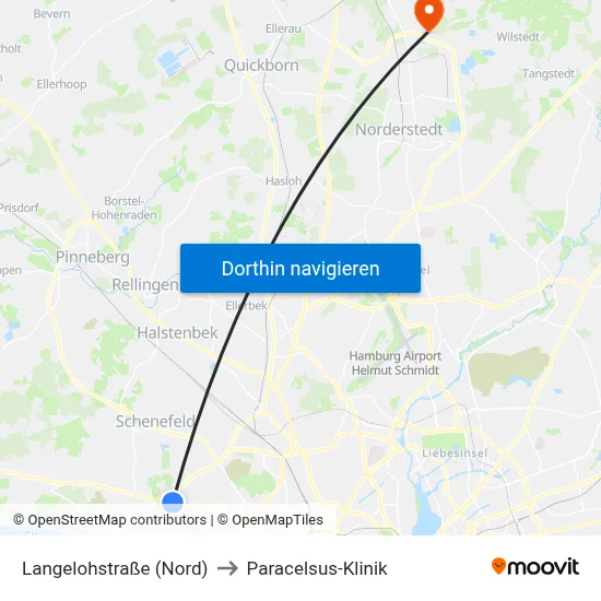 Langelohstraße (Nord) to Paracelsus-Klinik map