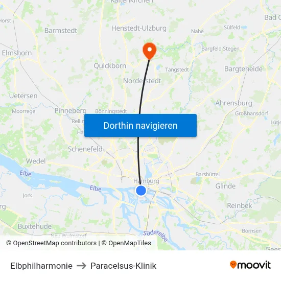 Elbphilharmonie to Paracelsus-Klinik map