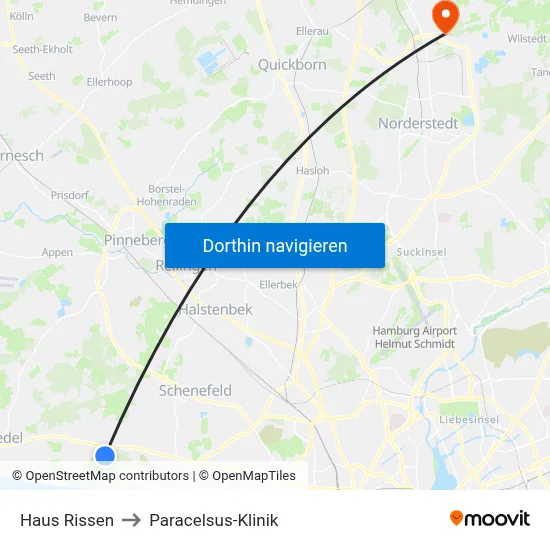 Haus Rissen to Paracelsus-Klinik map