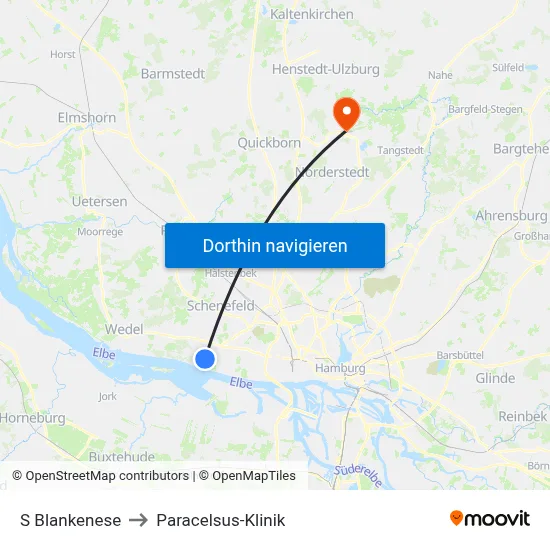 S Blankenese to Paracelsus-Klinik map