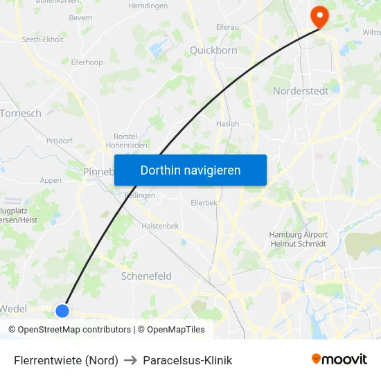 Flerrentwiete (Nord) to Paracelsus-Klinik map