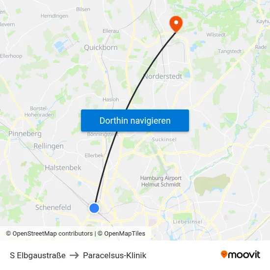 S Elbgaustraße to Paracelsus-Klinik map
