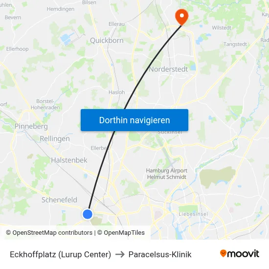 Eckhoffplatz (Lurup Center) to Paracelsus-Klinik map