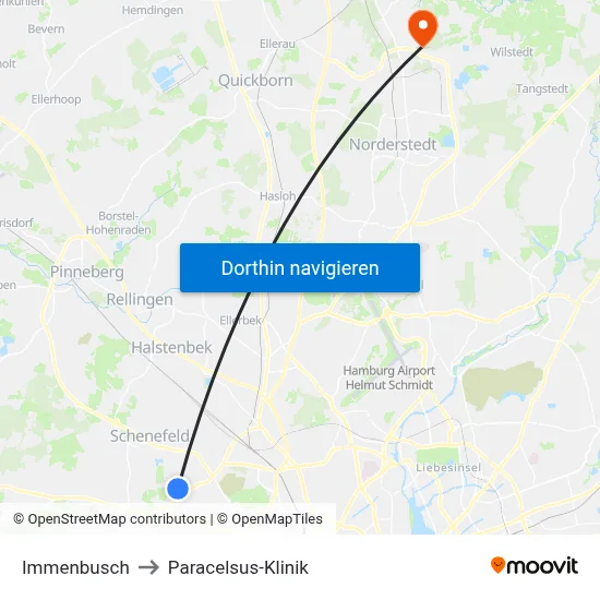 Immenbusch to Paracelsus-Klinik map